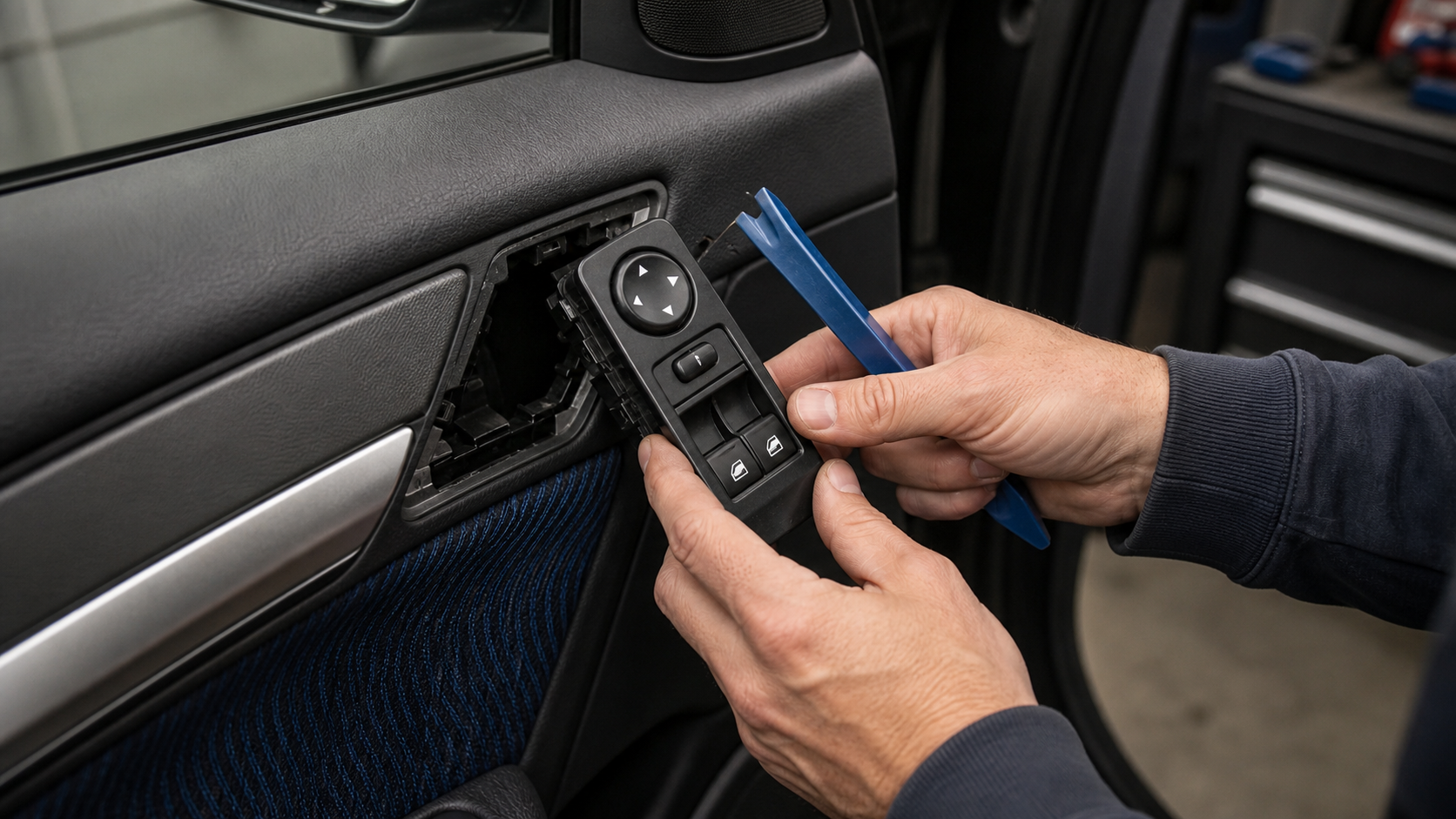 Spiegelversteller in der Autotür wird ausgetauscht