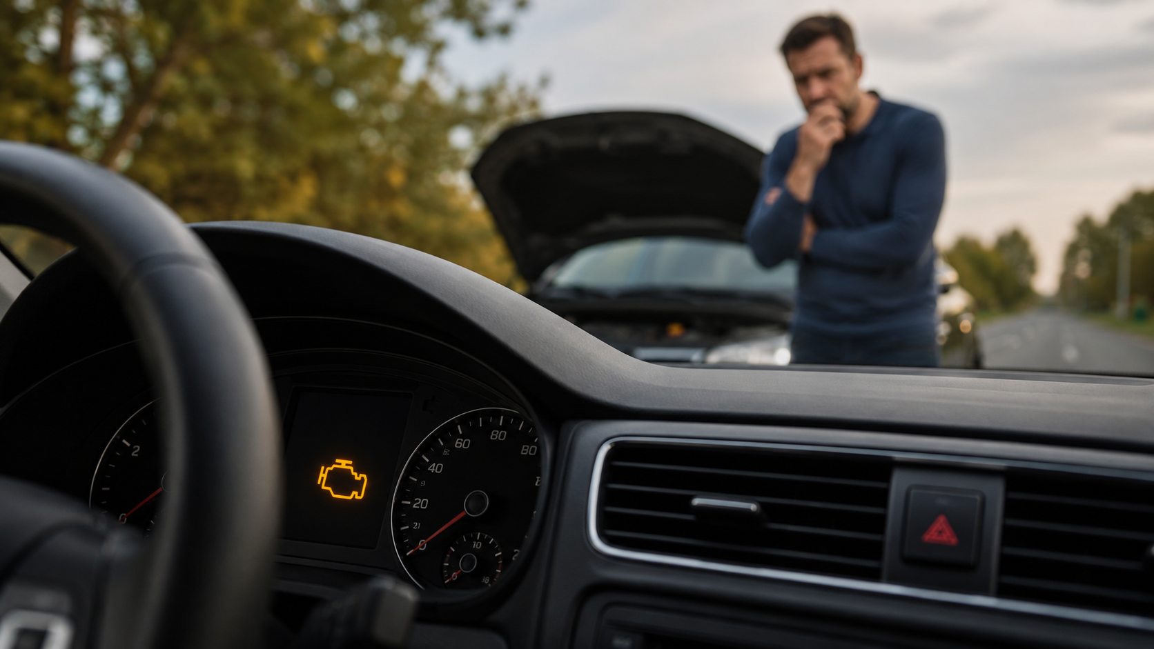 Motorkontrollleuchte geht an