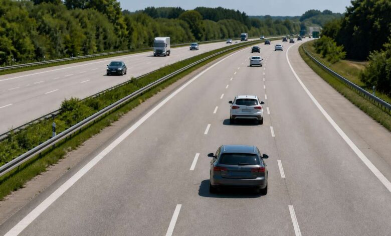 Autos halten sicheren Abstand auf einer deutschen Autobahn