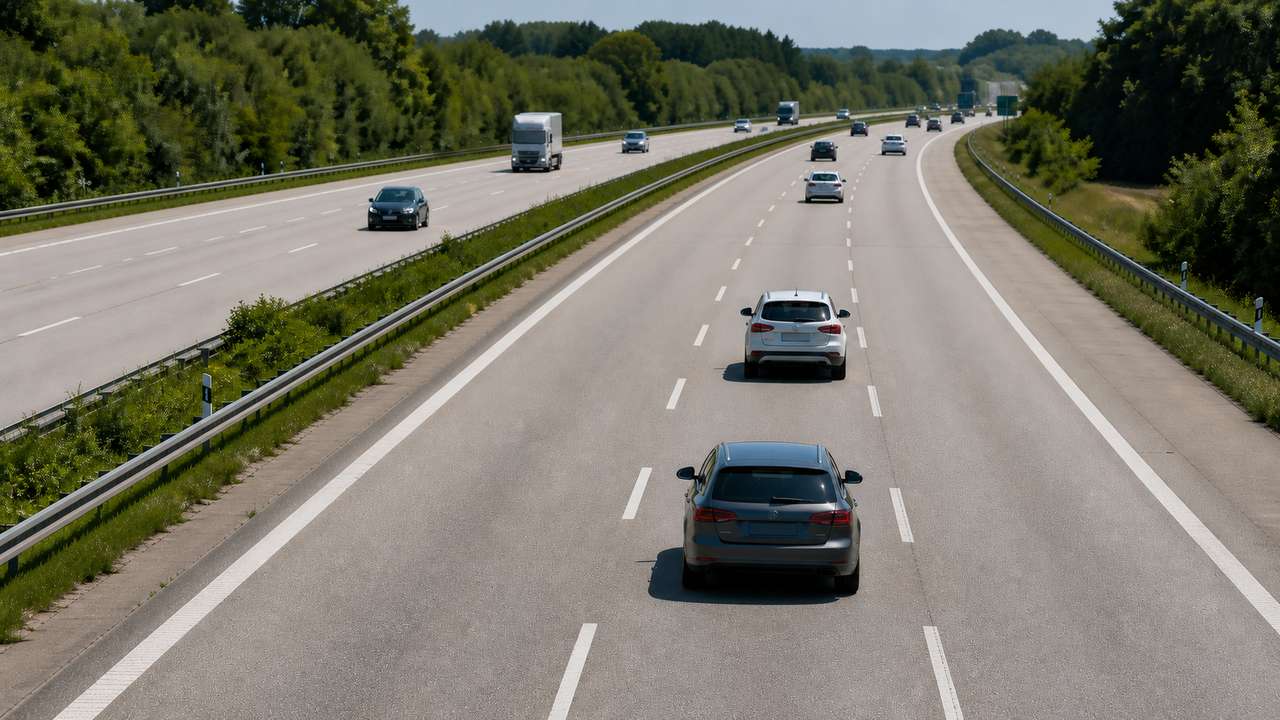 Autos halten sicheren Abstand auf einer deutschen Autobahn