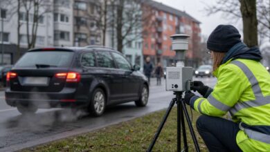 Messung von Dieselabgasen an einer Stadtstraße
