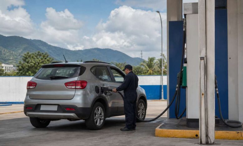 Tanken in Venezuela: Tankwart betankt ein Auto an einer Stadtstation